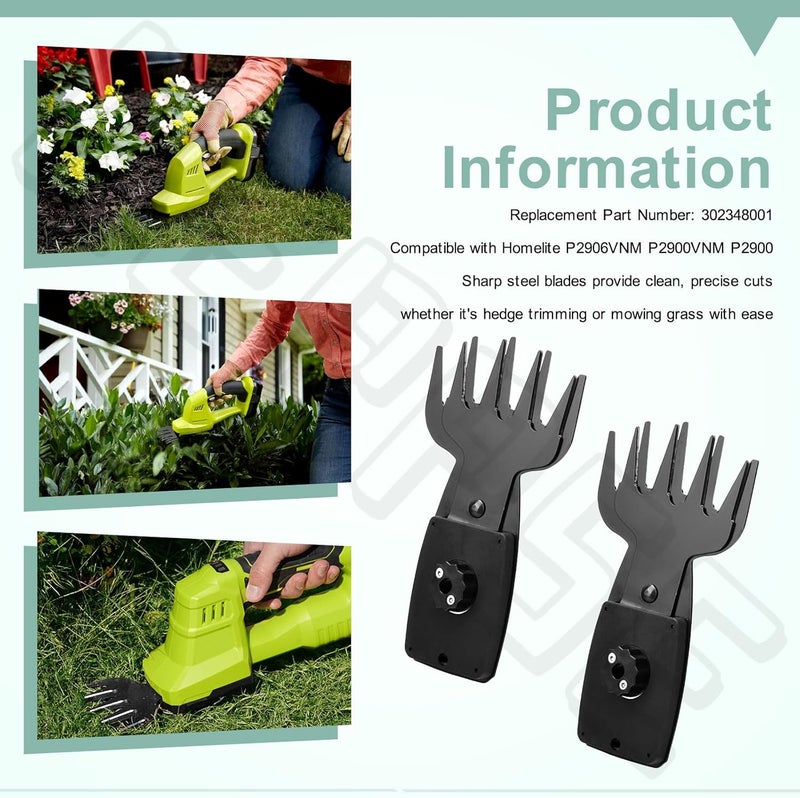 BERPSE 2 Pack 302348001 Hedge Trimmer Grass Shear Blade Assembly Compatible with Homelite P2906VNM P2900VNM P2900 - Image 2
